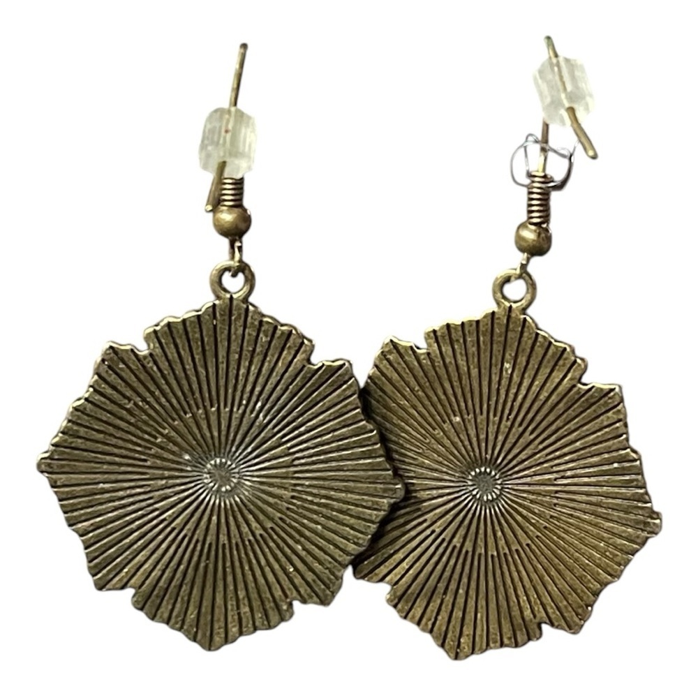 Kelly Rae Roberts Amber Crystal Boho Statement Earrings Bronze Tone Dangle - Picture 5 of 8